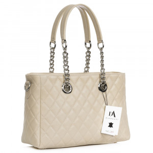 Geanta dama din piele naturala DiAmanti Lucia Taupe Chiaro